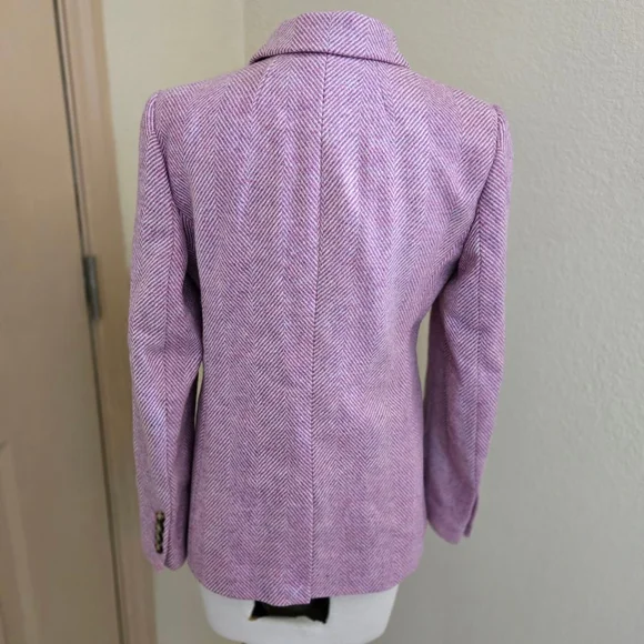 J.Crew Parke Herringbone Blazer Pink White Size 4 - Picture 6 of 9